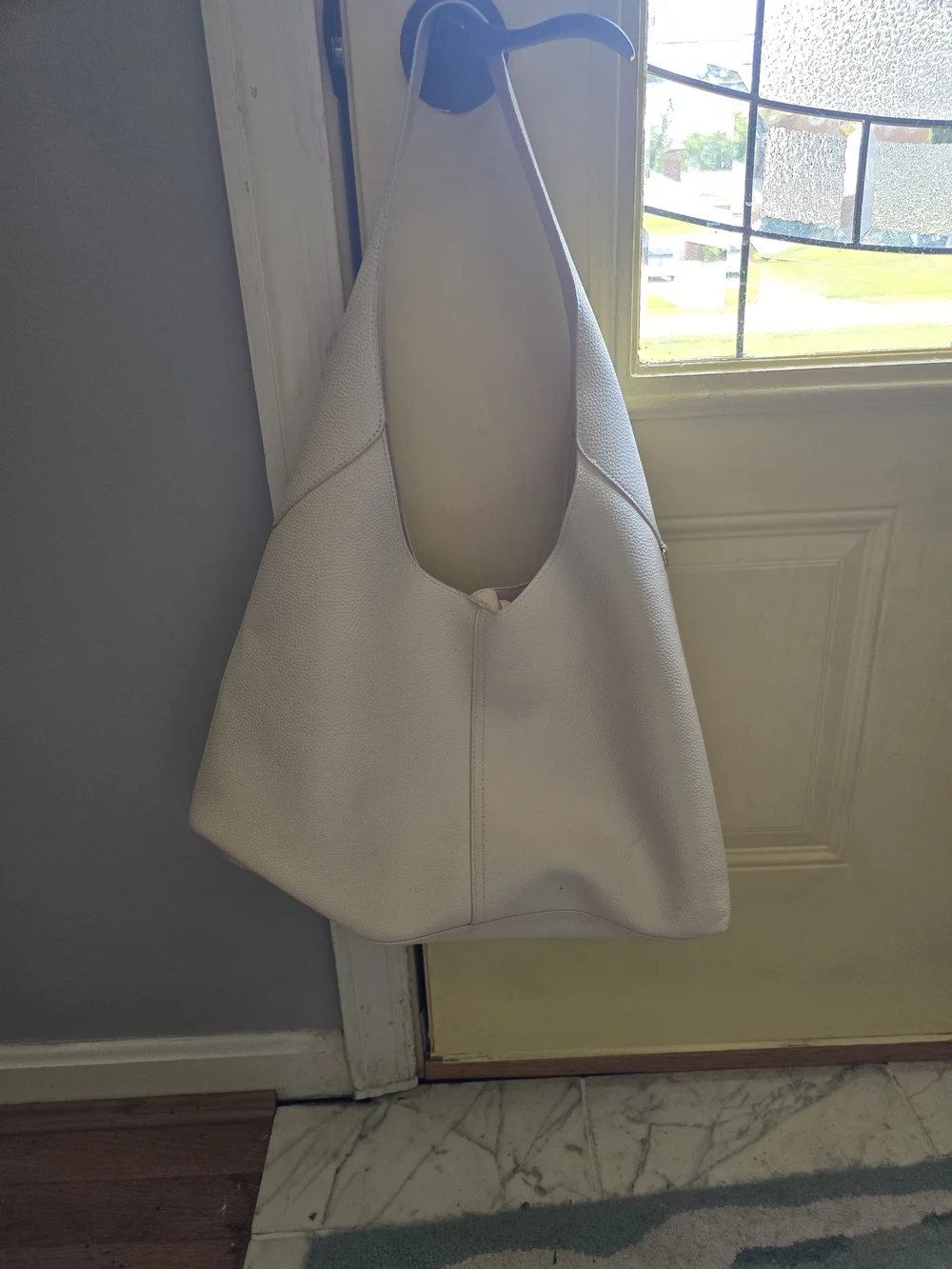Soft Blush Pebble Leather Shoulder Bag